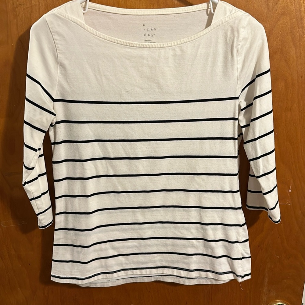 A New Day 3/4 Sleeve Striped Shirt